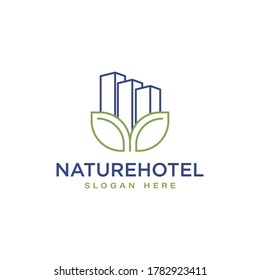 Nature eco ecology Hotel real estate logo in green and blue color