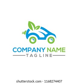 Nature and eco leaf and car vector logo template for environment and transportation industry