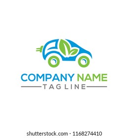 Nature and eco leaf and car vector logo template for environment and transportation industry