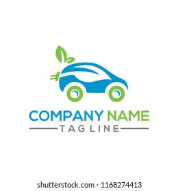 Nature and eco leaf and car vector logo template for environment and transportation industry