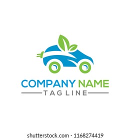 Nature and eco leaf and car vector logo template for environment and transportation industry
