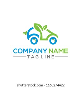 Nature and eco leaf and car vector logo template for environment and transportation industry
