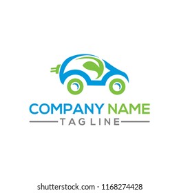 Nature and eco leaf and car vector logo template for environment and transportation industry