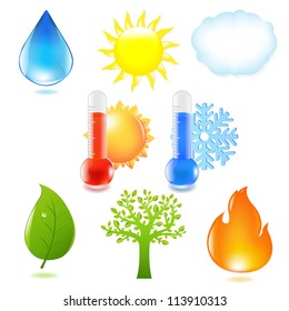 Nature Eco Set, Isolated On White Background, Vector Illustration