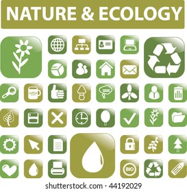 nature & ecology buttons. vector