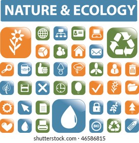 nature & ecology buttons. vector