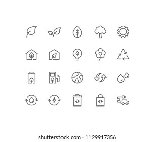 Nature & Ecology Icon Design Vector Symbol Set including leaf, tree, sun, house, environmentally friendly, flower, recycle, save planet, fuel, battery, earth, reuse