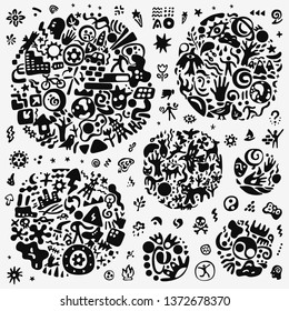 nature ecology icon set, abstract style