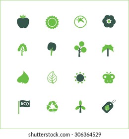 nature, ecology icons, signs, illustrations 