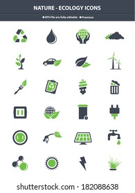 Nature & Ecology icons,Green & Gray version,vector