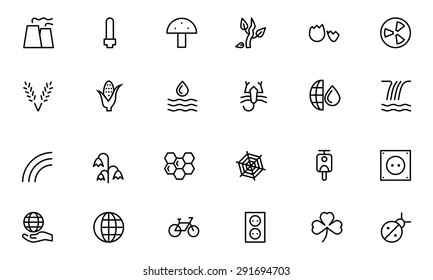 Nature and Ecology Line Vector Icons