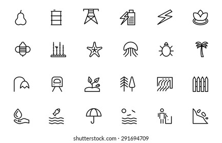 Nature and Ecology Line Vector Icons