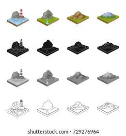 Nature, ecology, mount and other web icon in cartoon style.Mountain, hill, plain, icons in set collection.