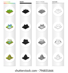 Nature, ecology, mount and other web icon in cartoon style.Mountain, hill, plain, icons in set collection.