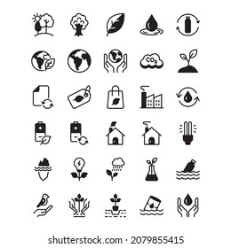Nature and Ecology vector icon set