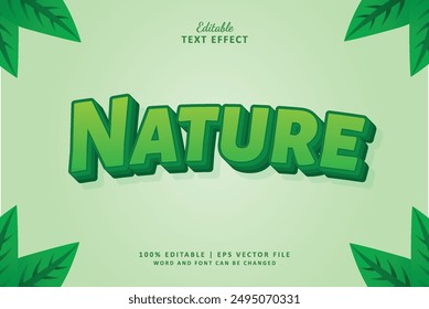 Nature editable text effect 3d bold green organic badge and farm with leaf nature theme