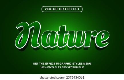 Nature editable text effect template, 3d cartoon glossy text style, premium vector