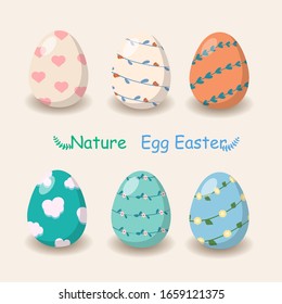 Nature egg easter. View landscape in egg easter. Vector illustration.
