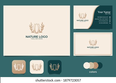 nature elegant logo design and business card