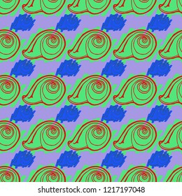 Nature elegant magic animal background lovely shell multicolor sea seamless summer.