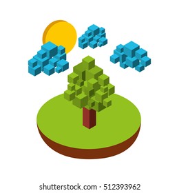 nature element isometric icon vector illustration design