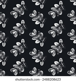 nature elements, autumn leaves seamless pattern, leaves silhouette