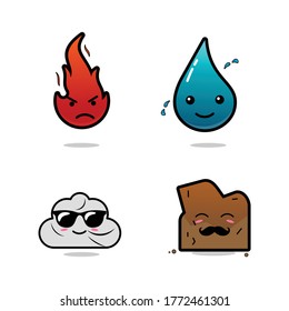 elementos de naturaleza linda plantilla de vector de diseño de mascota