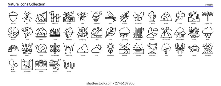 Nature Elements Earth Air Fire Water Icon Collection