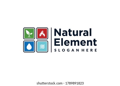 Logo der Naturelemente Wasserfeuerlöscher Luftdesign, Vektorvorlage
