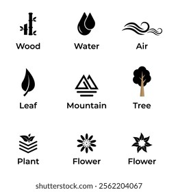 Nature Elements vector illustration set
