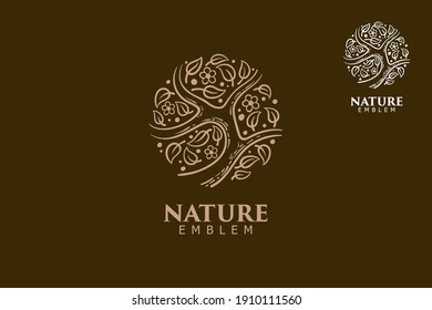 Nature Emblem Vector Logo Beautiful Elegant Stock Vector (Royalty Free ...