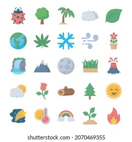 Nature Emojis flat vector icons