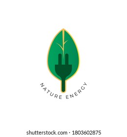 Naturenergie auf Blatt-Logo, Vektorgrafik