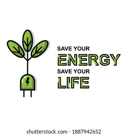 Nature energy simple illustration. Easy to edit with vector file. Can use for your creative content. Especially about go green campaign.