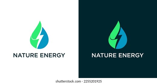 símbolo del logotipo del vector de energía natural abstracto de dos logotipos con un color diferente