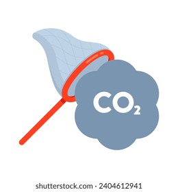 Natur - Umwelt - Klimawandel - CO2-Abscheidung und -Dekarbonisierung - CO2-Cloud, die von einem Schmetterlingsnetz erfasst wird