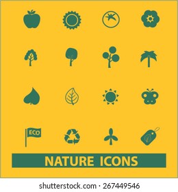 naturaleza, medio ambiente, ecología iconos web aislados, signos, ilustraciones conjunto de diseño de concepto, vector