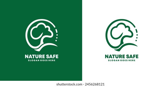 Plantilla del sistema de diseño del logotipo del árbol seguro de la naturaleza verde del medio ambiente, EPS 10 Ilustración vectorial