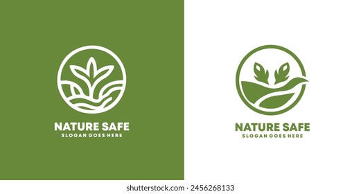 Plantilla del sistema de diseño del logotipo del árbol seguro de la naturaleza verde del medio ambiente, EPS 10 Ilustración vectorial
