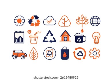 Nature, environment, recycle flat icon.Ecology icons set Vector design
