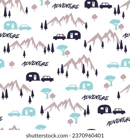 Nature Exploration Dream Adventure Vector Pattern can be use for background and apparel design