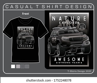 nature explorer awesome,vector car typography design illustration for t shirt