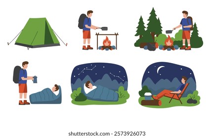 Nature,  Explorer Camping man Illustrations