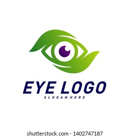 Nature Eye logo design concept vector, eye with Leaf logo template, icon symbol