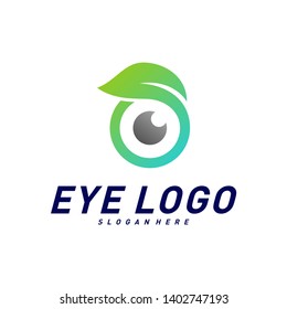 Nature Eye logo design concept vector, eye with Leaf logo template, icon symbol