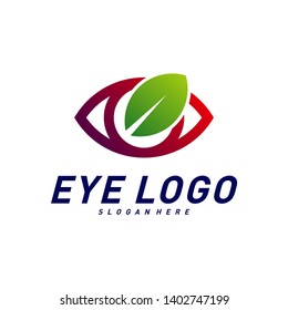 Nature Eye logo design concept vector, eye with Leaf logo template, icon symbol