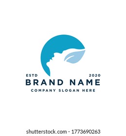 nature face with leaf icon logo design vector illustration