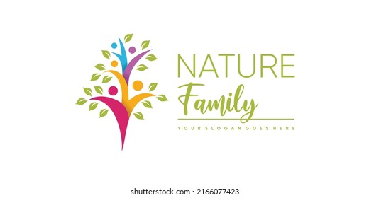 Nature family icon logo design with creative modern style Premium Vector