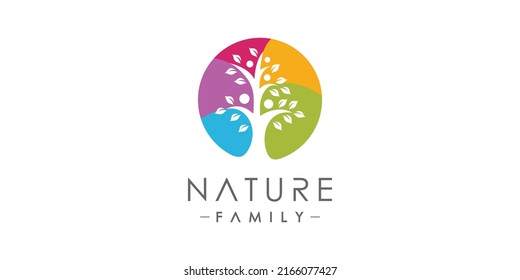 Nature family icon logo design with creative modern style Premium Vector