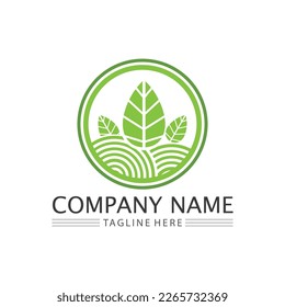 Nature Farm and farming vector logo illustration design. sun farm.Isolated illustration of fields  farm landscape and sun. Concept for agriculture ,harvesting ,natural farm,  organic products.